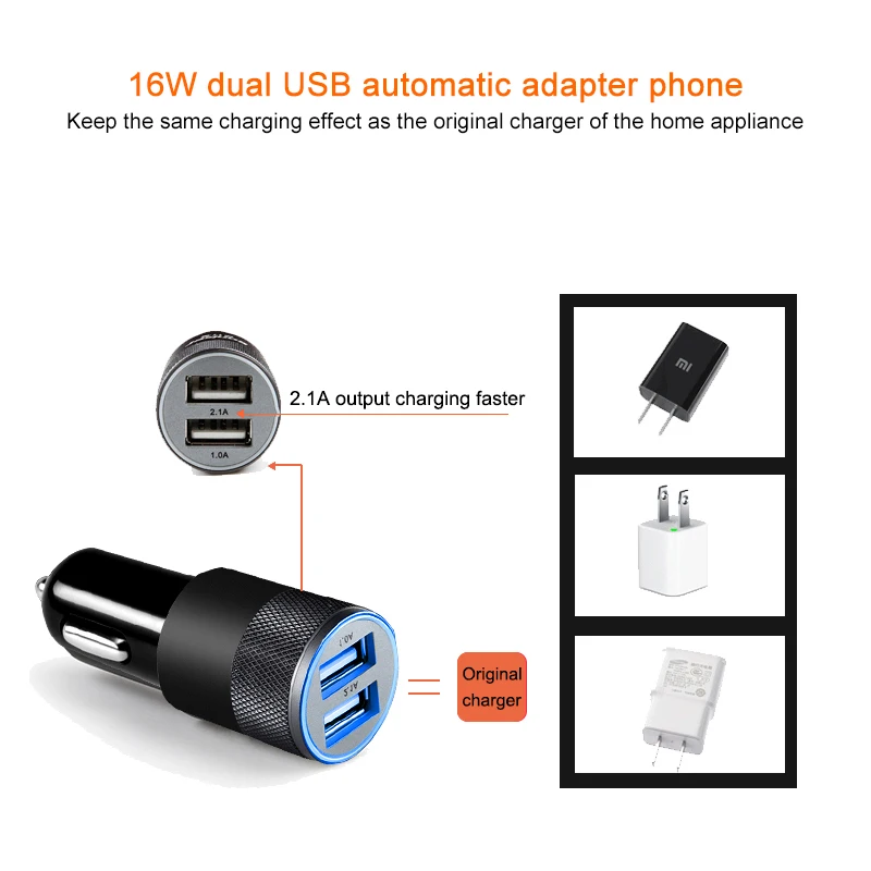 12V 24V QC 3.1A Car Cigarette Lighter Black Color Aluminium 2-port USB Car Charger Adapter for Car Charger Cigarette Lighter