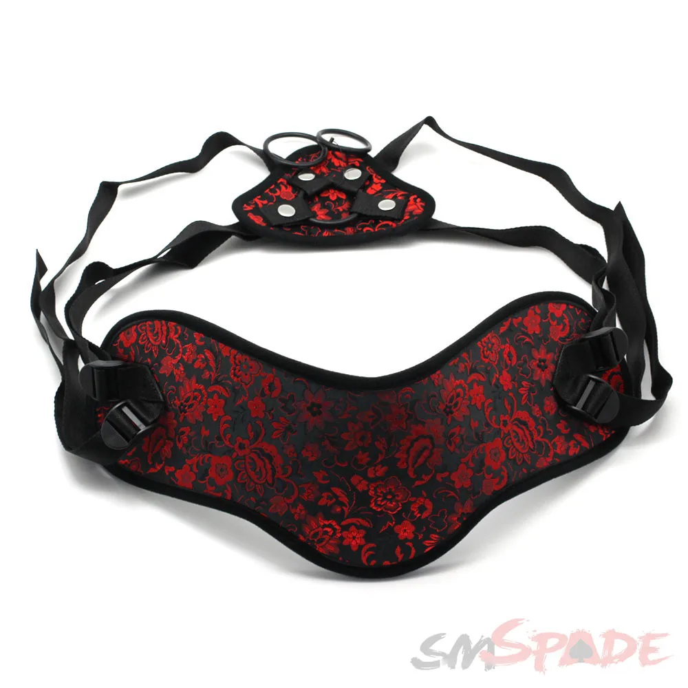 SMSPADE Plus Size, Beginner\'s Red and Black Strap On Dildo Harness Adjustable,For Lesbian Gay Adult Game Harness Sex Product