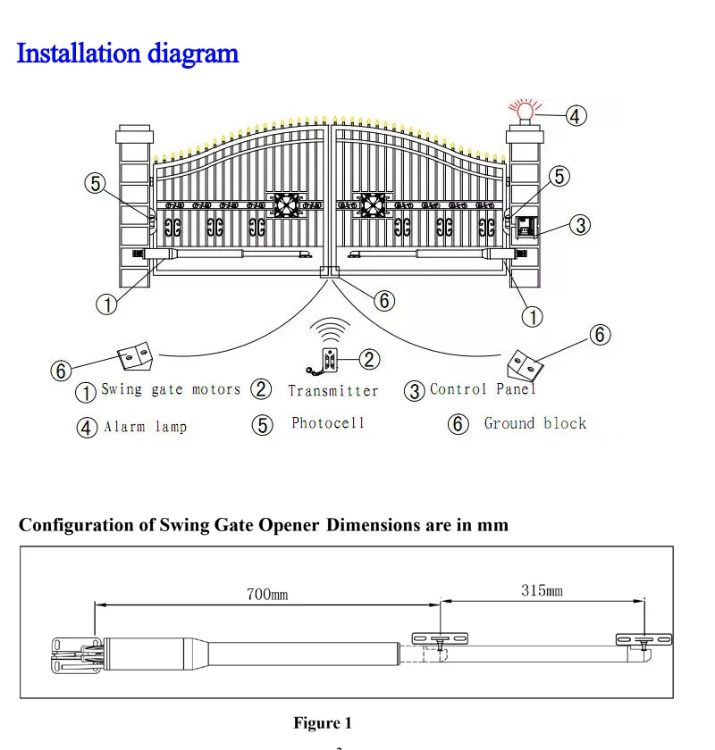 DC24V Dual Swing Gate Opener Günstigerer Preis für 2 Meter Tor jeder Motor Max. Belastung 150 kg