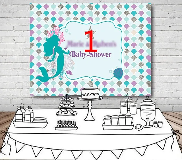 custom Little Mermaid Party Under The Sea Star Scale baby shower background  High quality Computer print party backdrops