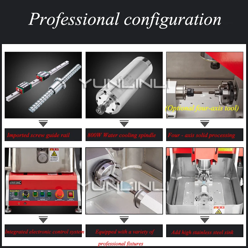 Machine à graver des bijoux, 24000rpm, 800w, 4 axes, électrique, multifonction, CNC, cire de Jade, argent, Machine intelligente