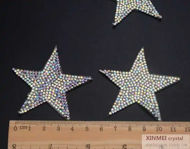 10Pcs Sparkling Ab Color Crystal Rhinestone Five-Pointed Star Patches Sequined Clothing Shoes Hats Bags Applique Iron On Motif