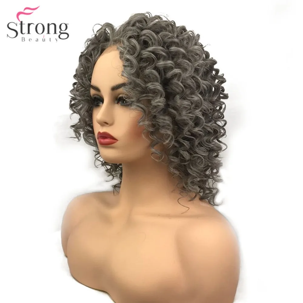 

StrongBeauty Women's Synthetic Lace Front Wigs Gray/Light brown Ombre Medium Hair African American Wig