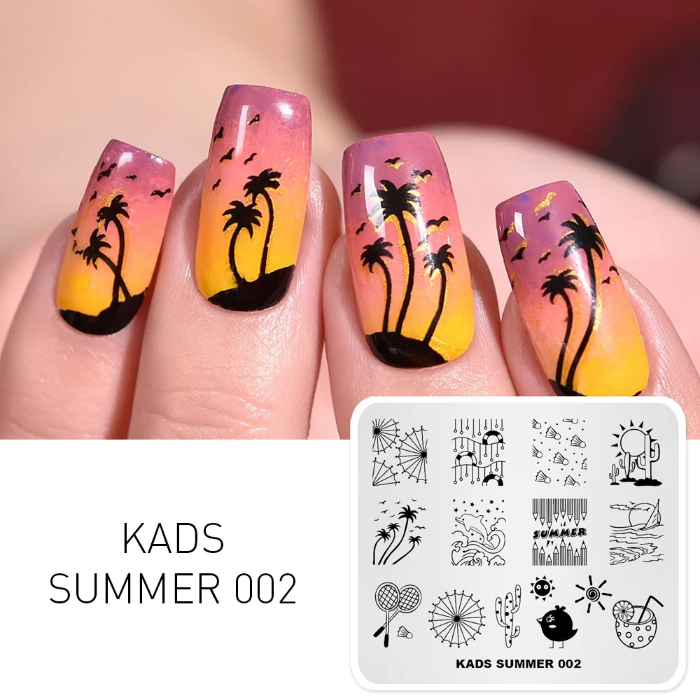 KADS Dolphin & Beach Design Stamping Plates Nail For Nail Art Image Stamp Stamping Stainless Steel DIY Template Print Nails