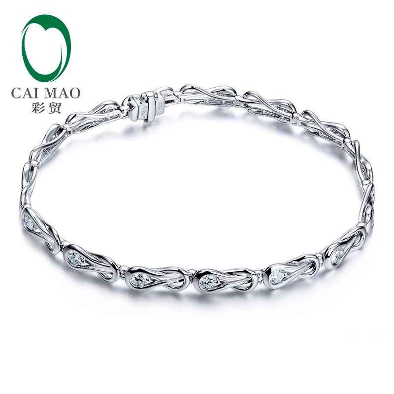 Caimao 1.5CT Natural Diamond 18k White Gold Engagement Bracelets Jewelry for Women