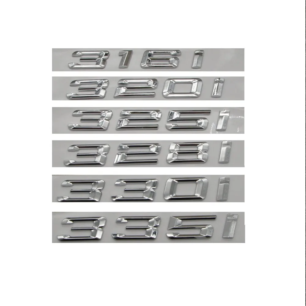 Chrome Silver ABS Number Letters Word Car Trunk Badge Emblems for BMW 3 Series 318i 316i 320i 330i 335i 325i 328i 340i