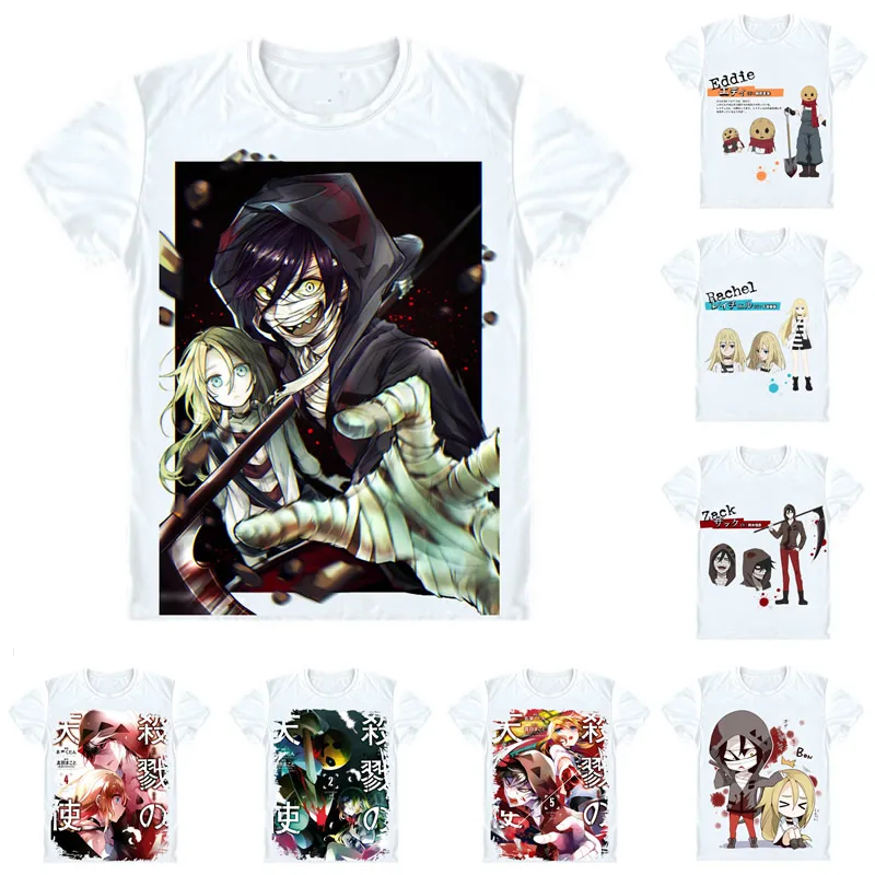 Angels of Death T-Shirts Short Sleeve Shirts Anime Manga Satsuriku no Tenshi Angels of Slaughter Rachel Gardner Cosplay Shirt