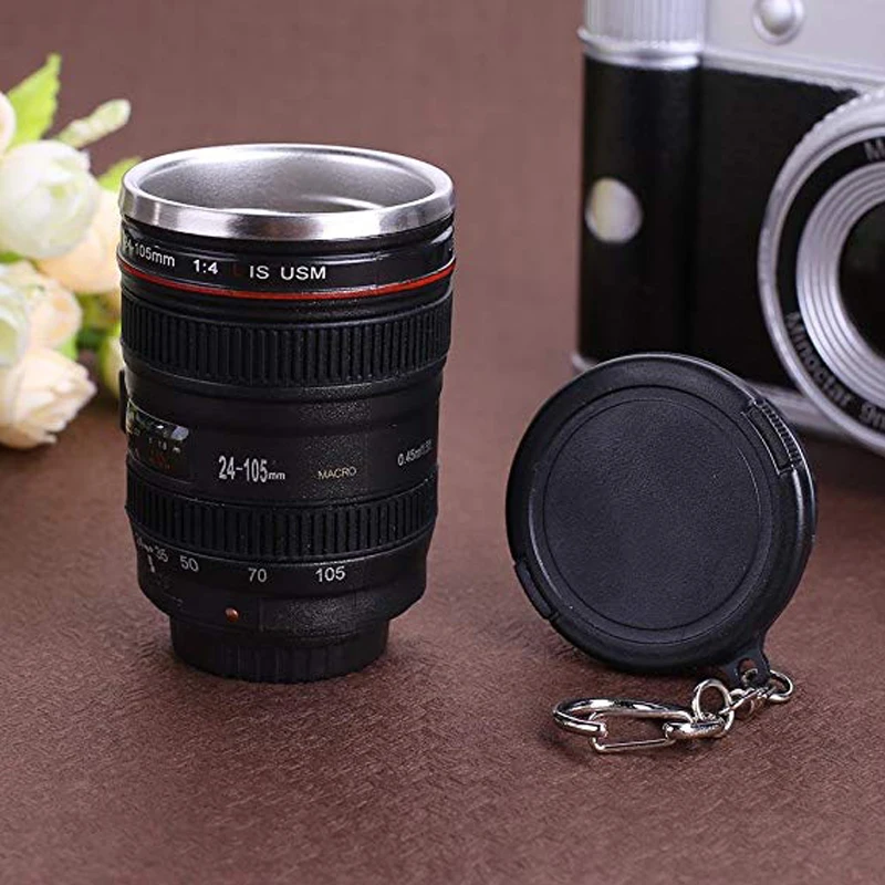 50ml Camera Lens Coffee Mug/Cup With Lid Photo Coffee Mugs ABS+Stainless Steel Travel Lens Mug Thermos