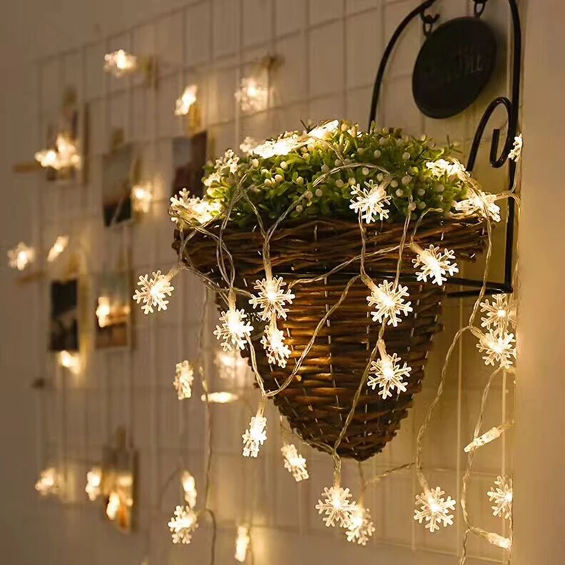 5M 40Leds Kerstboom Sneeuw Vlokken Led String Fairy Light Xmas Party Thuis Bruiloft Tuin Garland Decoraties Met aa Batterij