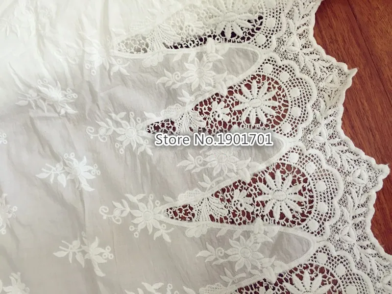 width 125cm Delicate off white lace fabric skirt cotton cloth embroidery fabric DIY fabric dress clothing accessories