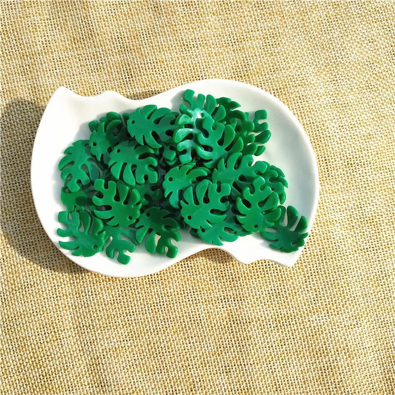 20 Pcs/lot DIY Monstera Leaf Acrylic Resin Kids Jewelry Making Accessories Materials Green Earring Jewelry Findings Wholesale