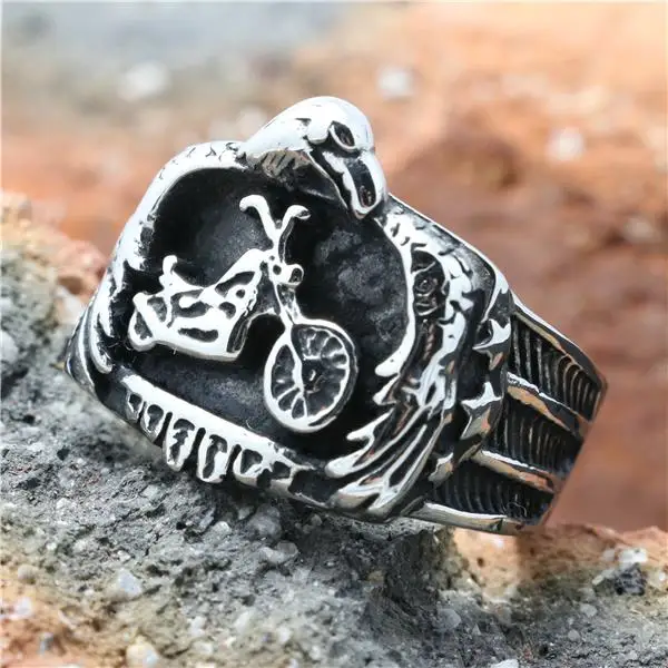 Mens Boys 316L Stainless Steel Cool Punk Gothic Eagle Biker Newest Ring