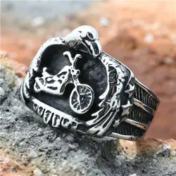 Mens Boys 316L Stainless Steel Cool Punk Gothic Eagle Biker Newest Ring