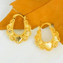 Gold Color Copper Earrings for Women/Girls Arab/African Stud Earring Wedding Jewelry Gifts Gold Filled Earing
