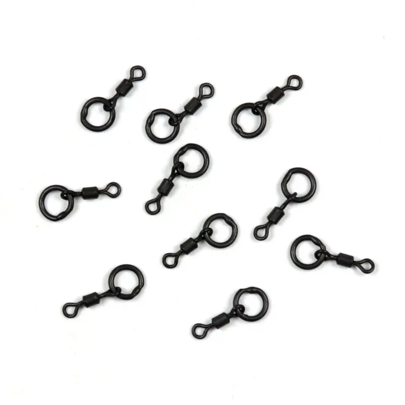 Bimoo 10pcs/pack Carp Fishing Tackle Micro Hook Ring Swivel Chod Rig Multi Rig Free Rolling Swivels Coarse Fishing