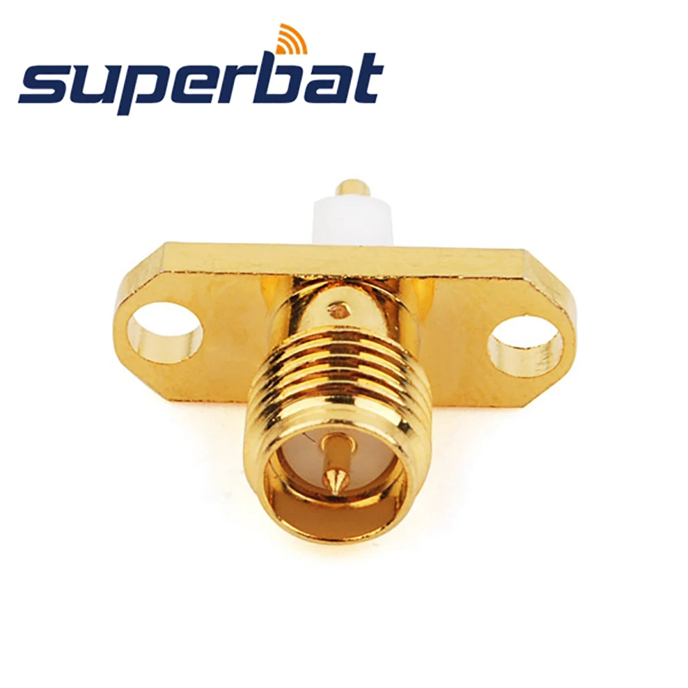 Superbat 10 Buah RP-SMA Mount Panel 2 Lubang Perempuan dengan Konektor Dielektrik dan Solder Pendek