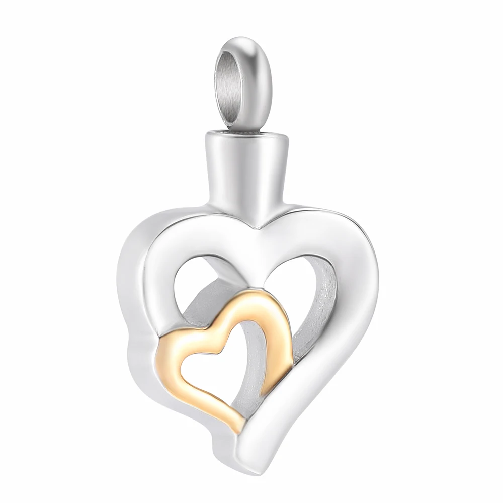 

Women/Girl Necklace Heart In Heart Urn Charm Memorial Jewelry Urns for Ashes Cremation Urn Necklace Pendant Keepsake