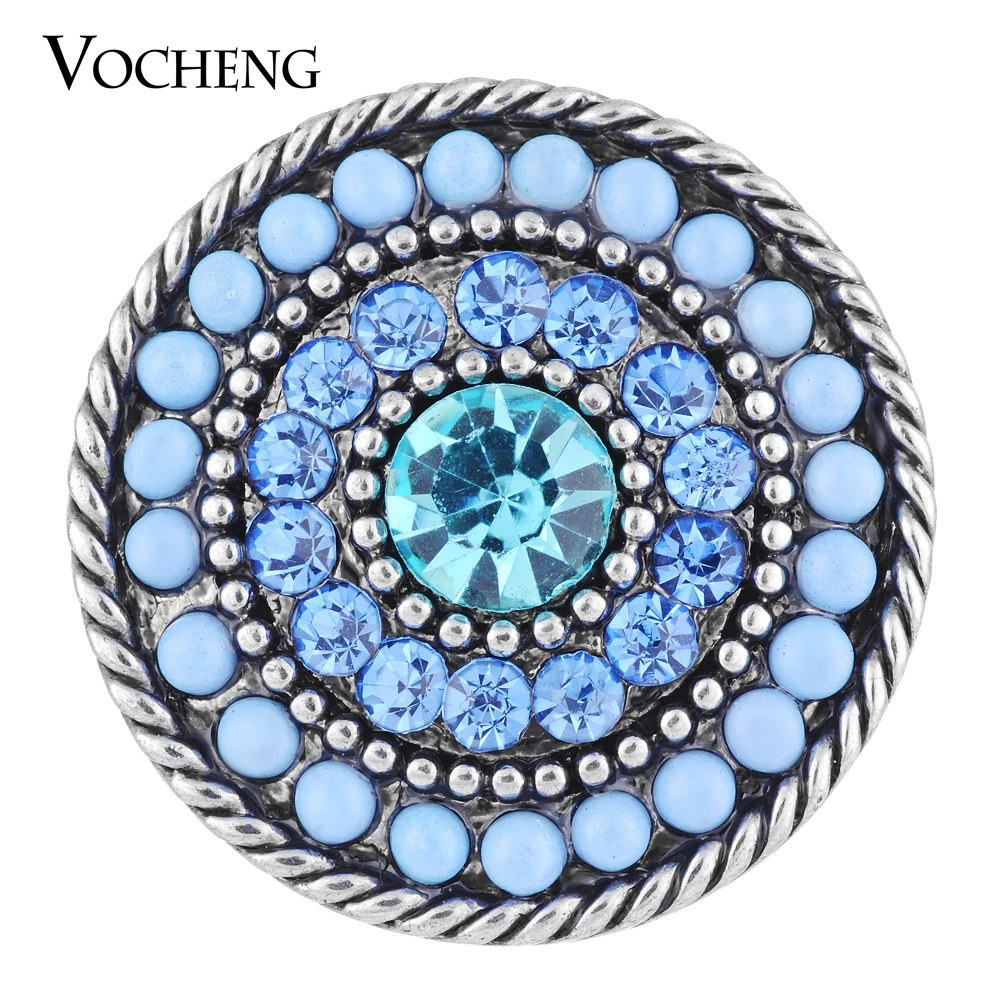 Vocheng Button Snap Charms 18mm Sunburst 2 Colors Rhinestone Round Bead Vintage Charms Vn-1119