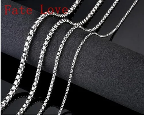 

Fate Love A dozen (12pcs) in bulk 18''-32'' Lenght stainless steel Square Rolo chain necklace Fashion women mens jewelry