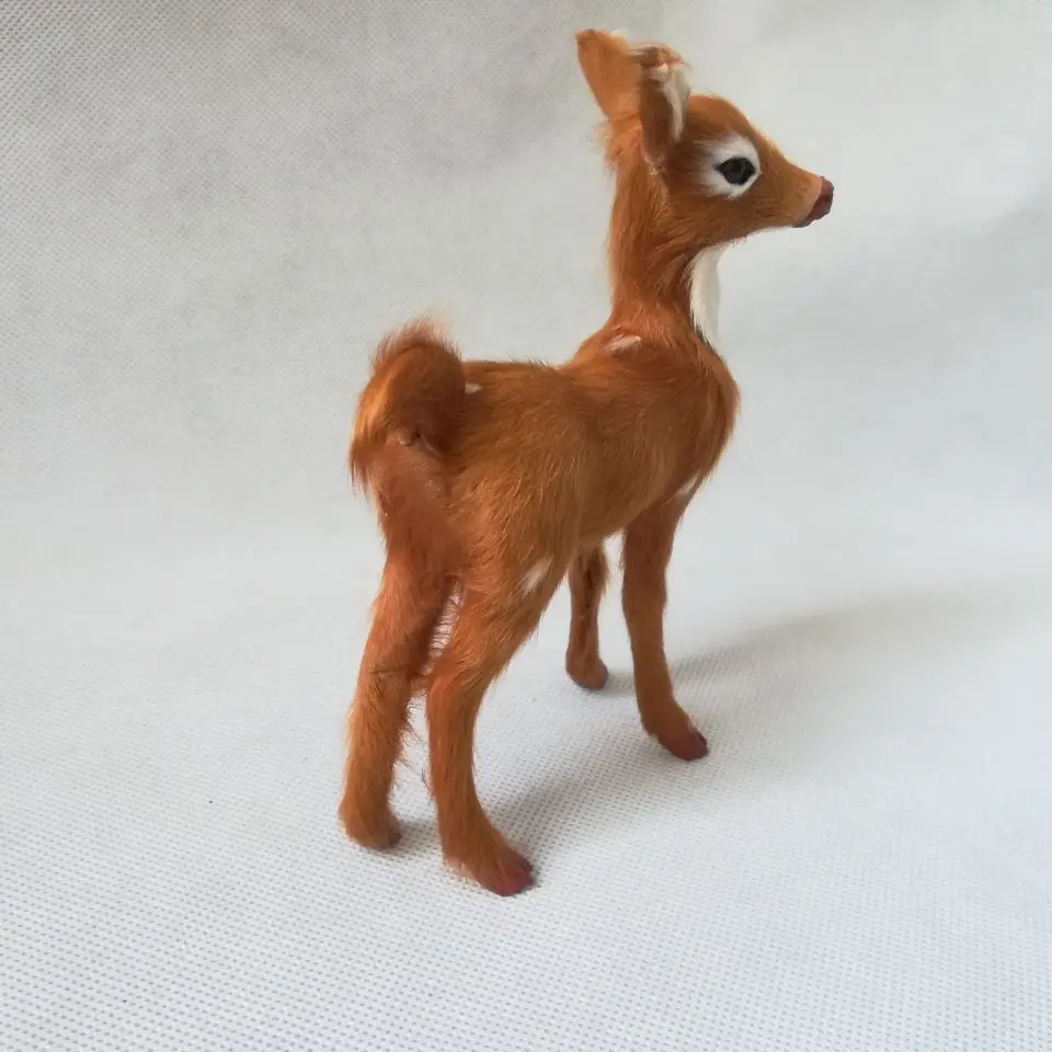 real life toy cute standing sika deer 15x11cm toy model polyethylene&real furs deer model decoration props toy gift d0452