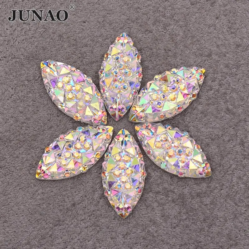 Junao-resina strass, olho de cavalo, cor preta, 7x15mm, pedras de cristal, não hotfix, artesanato diy, 100 peças