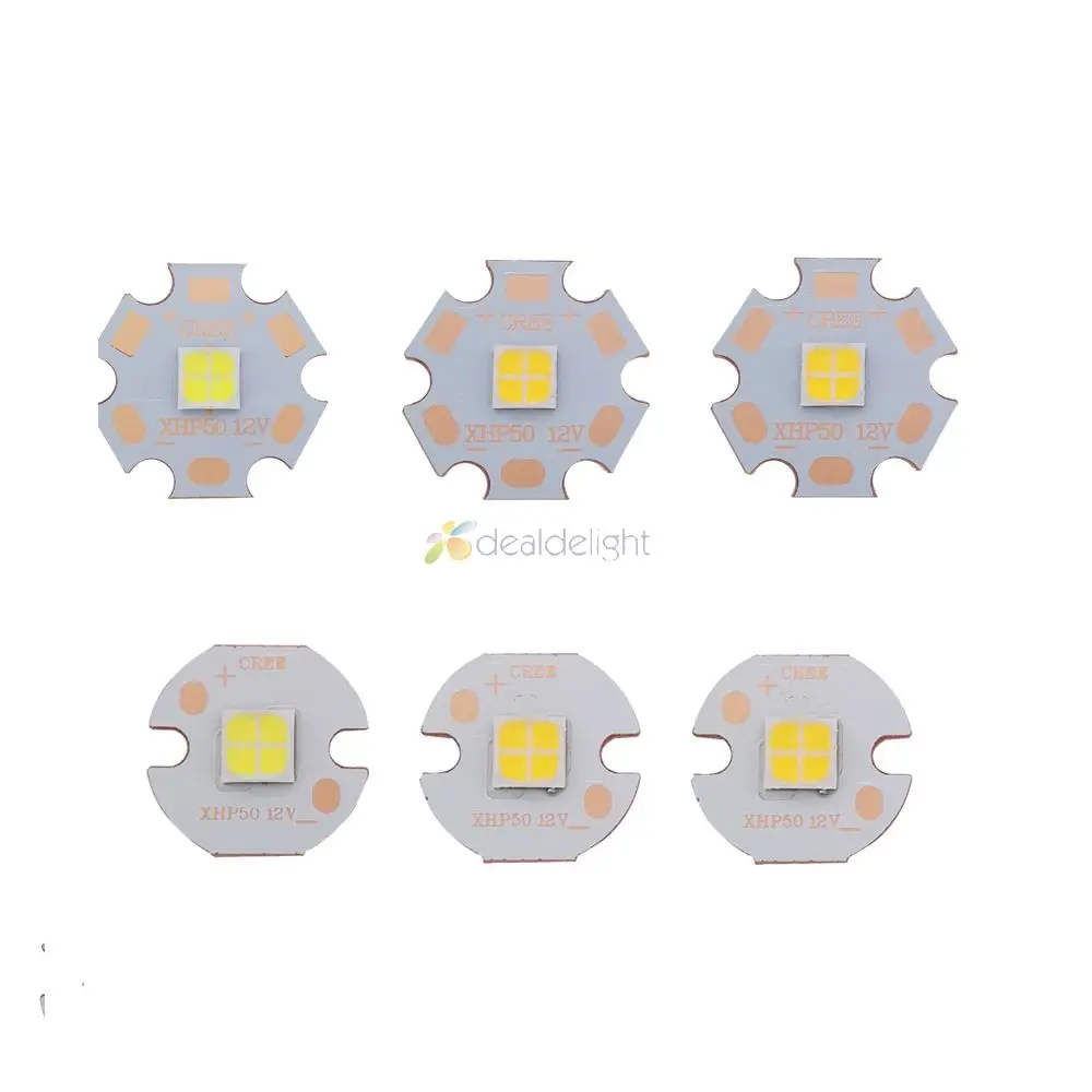 XHP50 6V or 12V 6500K Cool White, 5000K Neutral White, 3000K Warm White XHP 50 High Power LED Emitter 16mm 20mm Copper PCB