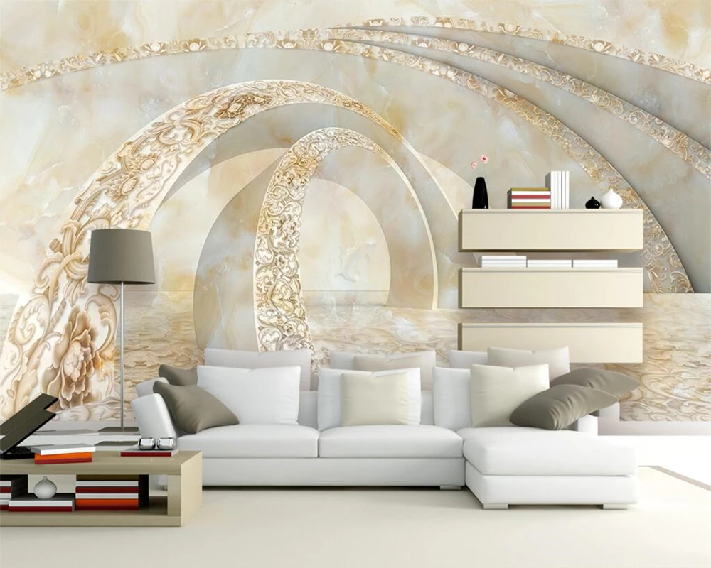 Custom size wallpaper 3D space Marble mural home decor Living room Bedroom space extended background wall murals 3d wallpaper