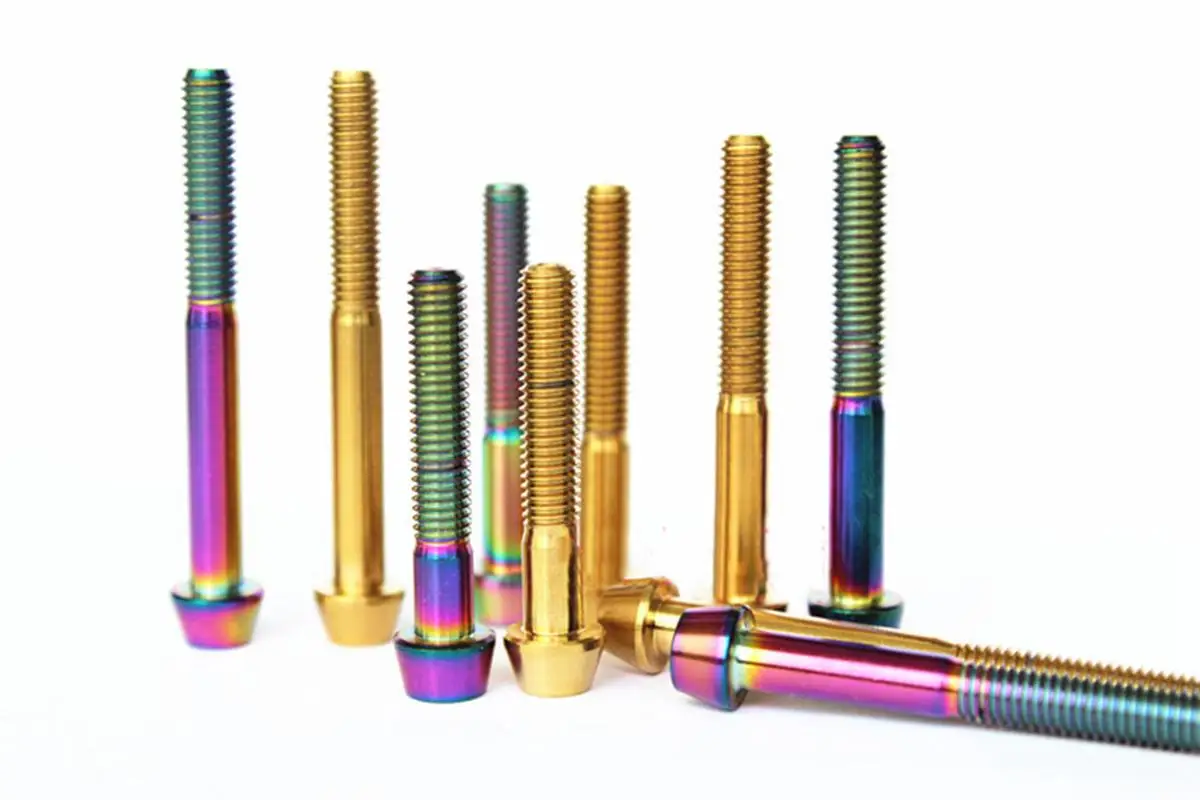 

(2) M5 Length 30/35/40/45/50/55/60mm Color Ti/Golden/Rainbow GR5 TC4 Titanium Taper Head Bolts For Bike Seat Tube Bicycle