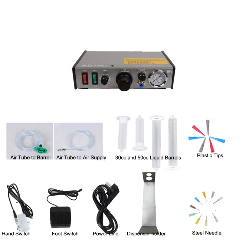 1-78 PSI Semi-Auto Glue Dispenser 200V AD-982 PCB Solder Paste silica gel Liquid Adhesive Controller Fluid Dropper