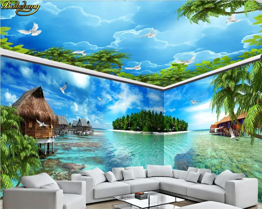 beibehang Custom wall paper Maldives sea landscape island full house wall papers home decor wallpaper for kids room 3d wallpaper