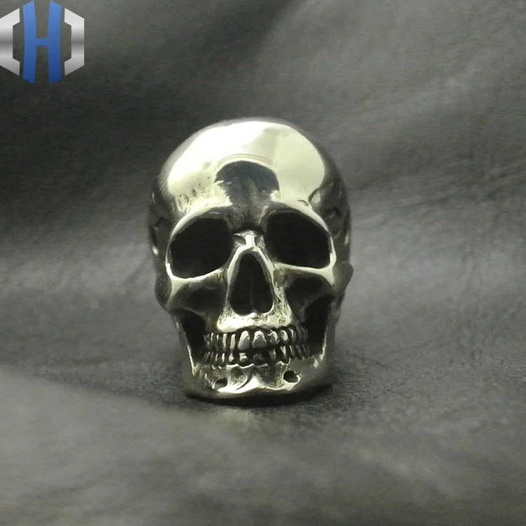 White Fine Polishing Brass Skull Head Three Links DIY Paracord Beads Umbrella Pendants Personalized Accessories EDC Knife Beads