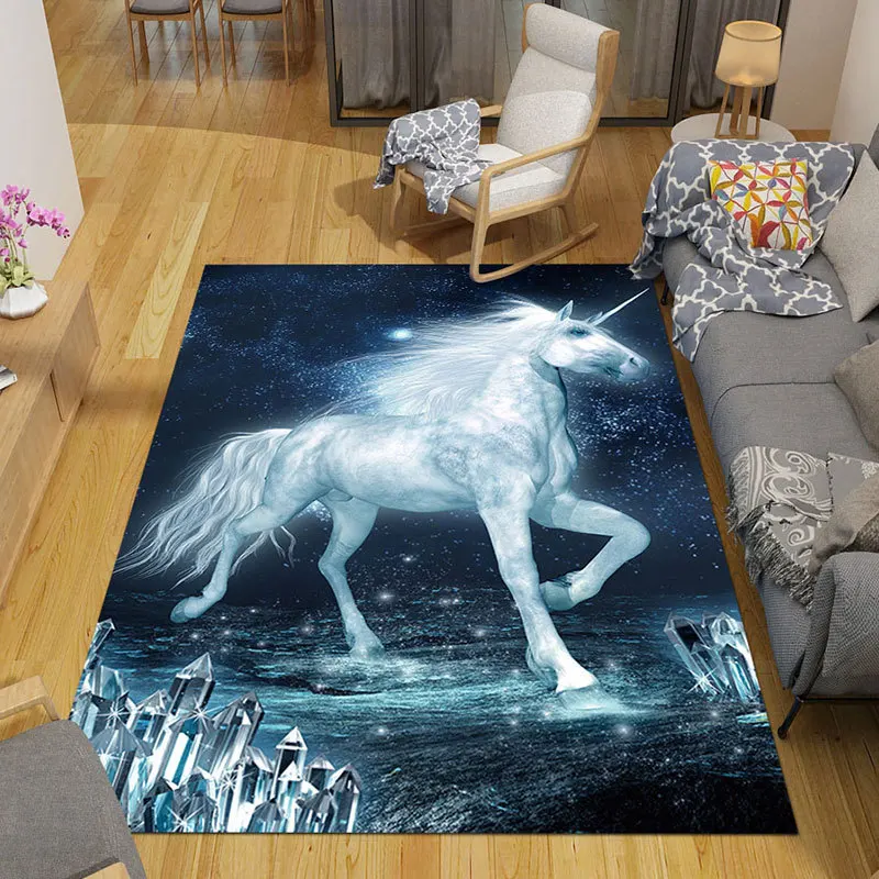 Cartoon Animal Child Bedroom Carpet Kids Play Mats Soft Flannel Memory Foam Area Rugs Nordic 3D Unicorn Carpets for Living Room