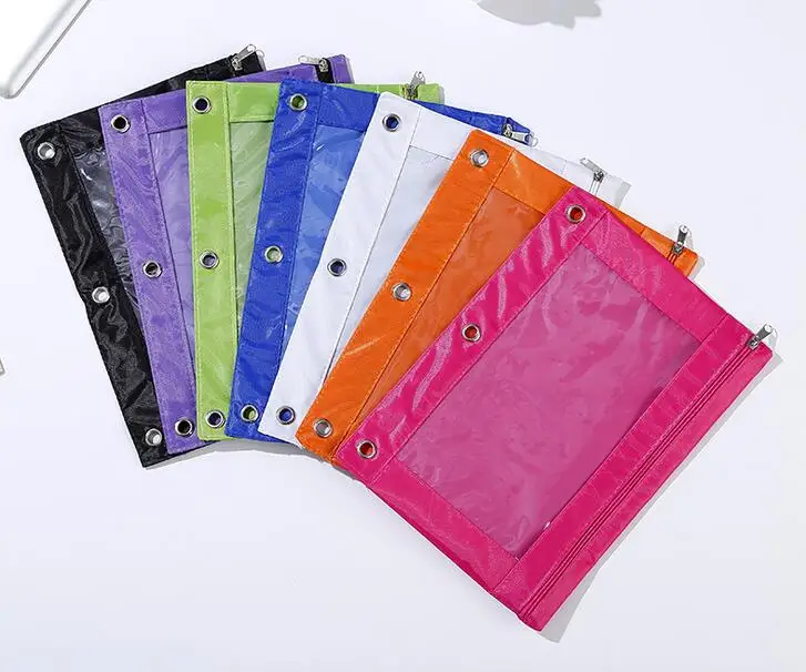 XRHYY 1 Piece Multi Colors 3 Ring Binder Zippered Pencil Pouch With Clear Window