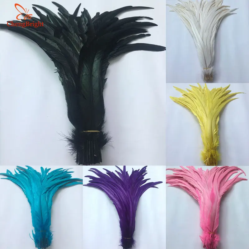 

CHENGBRIGHT 100PCS 35-40CM 14-16Inch Natural Rooster Coque Tail Feathers Cheap Feather Decoration Crafts Christma Pheasant Plume