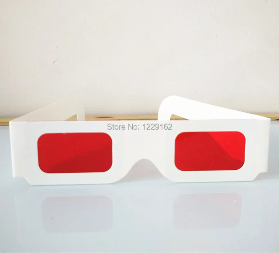 Free shipping (50pcs/lot) Re-useable white paper 3D glasses Paper Frame Red/Red lens 3d decoder glasses