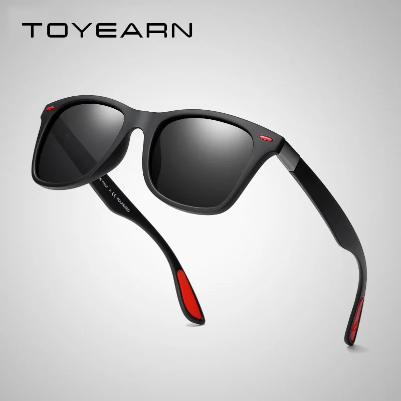 TOYEARN Classic Square Polarized Sunglasses Men Women Brand Designer Vintage Driving Goggle Rivet Mirror Male Sun Glasses UV400