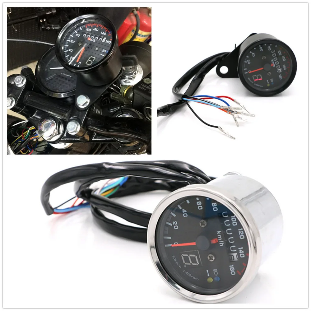 Universal Motorcycle Digital Odometer Speedometer Tachometer Gauge with LED Indicator For Modern Motorcycle Styling DC 12V