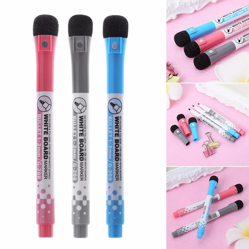 1Pc Magnetic Whiteboard Marker Pen Erasable Ink Mark Sign With Eraser White board Pen School Office Supplies