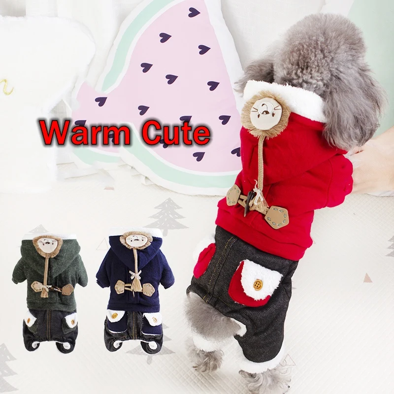 On Sale Winter Clothes For Dogs Yorkshire Terriers Thick Pet Cotton Warm Jackets Coveralls For Puppies Animal Costumes Stock Pug