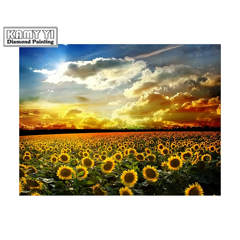 

100% Full 5D Diy Square/Round Daimond Paintings Sunflower field 3D Diamond Painting Rhinestones Paintings Embroidery D6