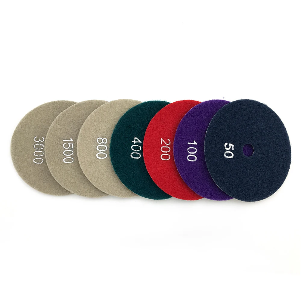 RIJILEI 7Pcs/Lot 100mm Dry Polishing Pad 4 Inch Marble Polishing Pads Diamond Polishing Pads Use for Floor Granite DPD01