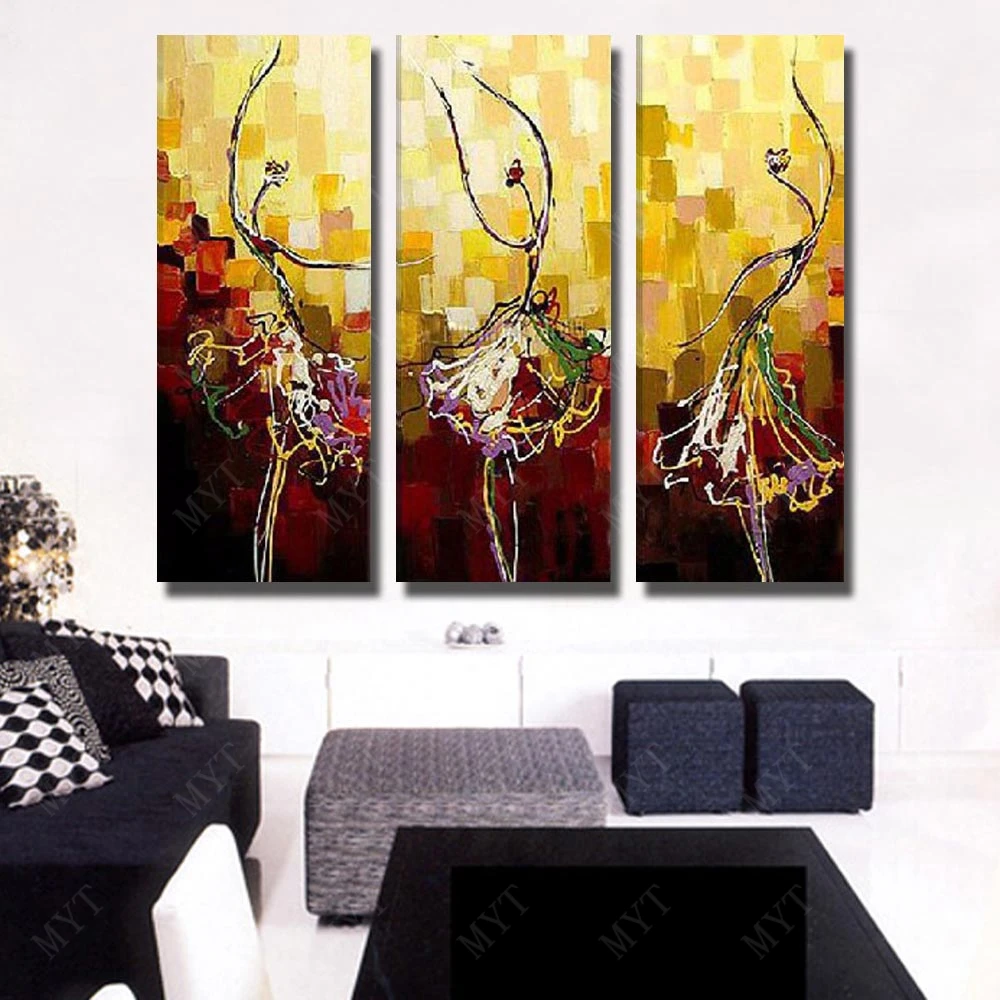 2020 Paint By Number High Quality Girl Dance Oil Painting On Canvas Beautiful Art Living Room Wall Decor No Framed 3 Peices 