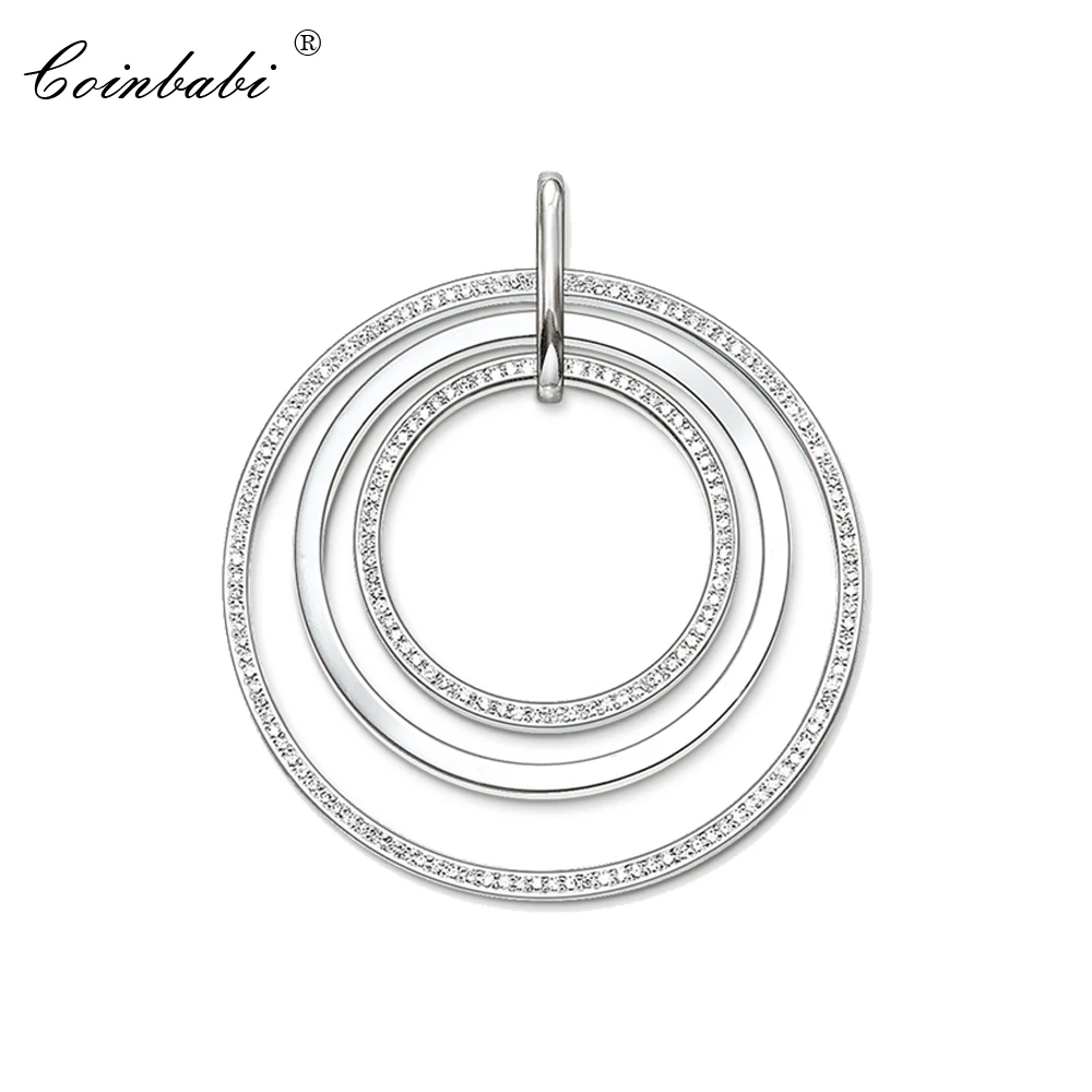 Pendant Circles Silver With Zirconia Size 4.5cm For Women And Men Trendy Gift Europe Style Soul Jewelry Pendant Fit  Necklace