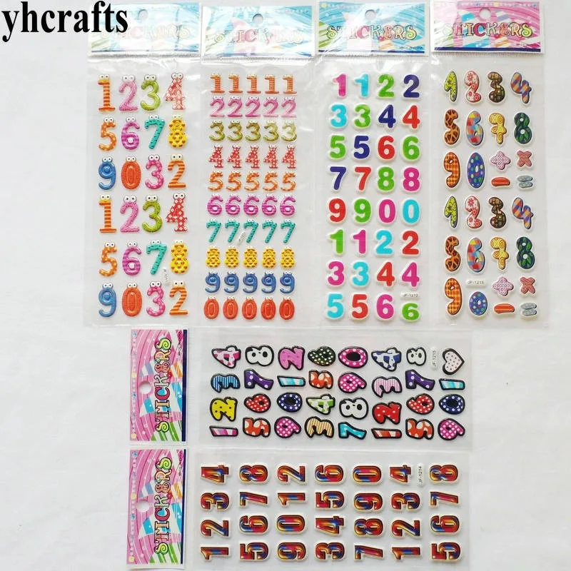 96sheets(3104PCS stickers) / LOT.Removable 0-9 numbers pvc sponge stickers Teach your own Self learning toys Early learning diy