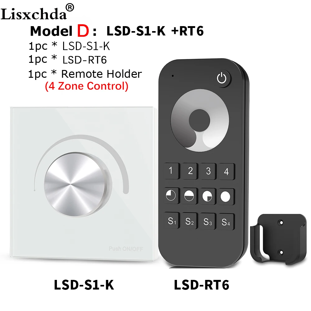 AC Triac LED Dimmer 220V 110V Wireless RF Rotary Glass Panel Dimmer With 2.4G Remote Controller for Single Color LED Bulb Lamps