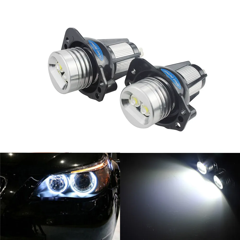 ANGRONG Angel Eyes 7000K 6W LED Marker Halo Ring Headlight Lamp Bulbs White Xenon For BMW 3 Series E90 E91