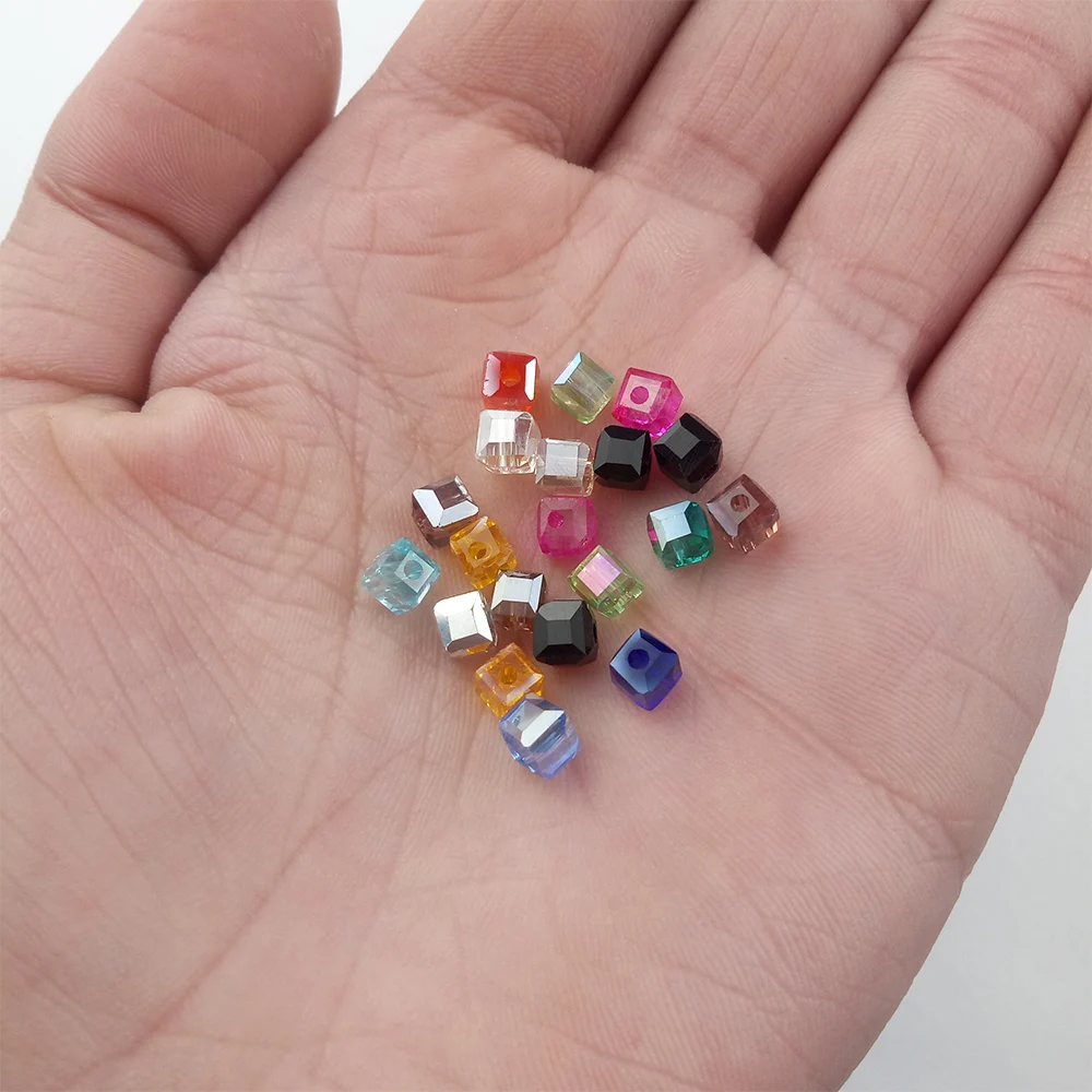 WLYeeS Austrian Square shape crystal beads 4mm 100pcs/lot Square Glass Loose bead for DIY Women Jewelry Necklace Bracelet Making