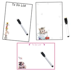 Magnetic Whiteboard Fridge Magnets Dry Wipe Marker Record Message Board Reminder Memo Pads Daily Week Planner Dog Cat Note List