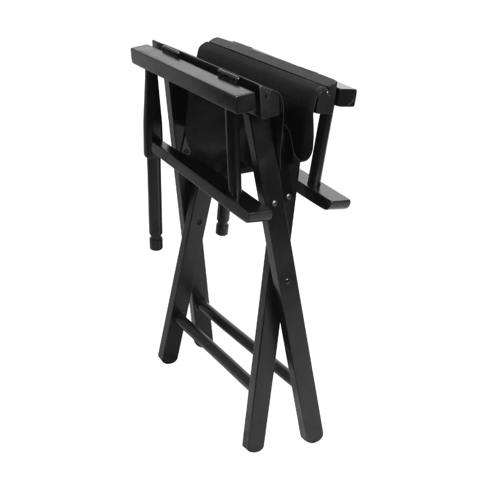 Folding Director Chair Portable Makeup Artist Director Chair Steel Outdoor Camping Fishing Black