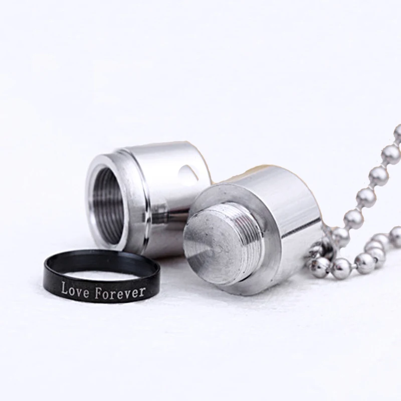 openable High quality Love forever Stainless Steel Cremation Pets Ash Capsule Pendants Necklace Pills Shape Keepsake Urn Jewelry